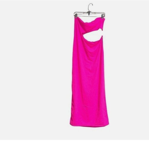 NWT SKIMS FITS EVERYBODY CUTOUT LONG DRESS IN LIMITED EDITION NEON PINK 4X - Picture 6 of 11
